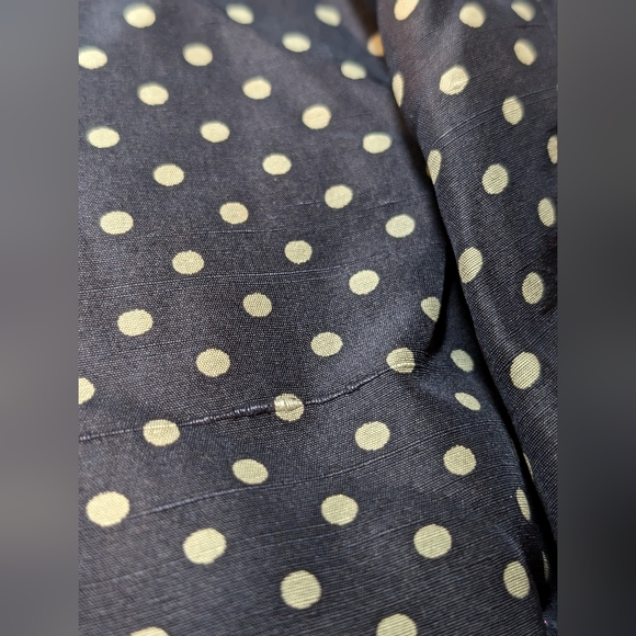 [Handmade - Jane Overland] Vintage Navy Polkadot Midi Dress with Pleats | Medium - Picture 14 of 16